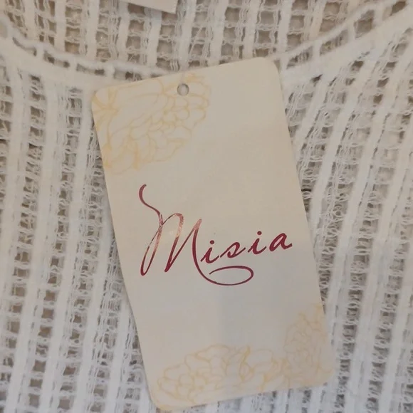 NWT Misia Creamy White Cotton Crochet Knit Unique Cover-Up - Picture 5 of 9